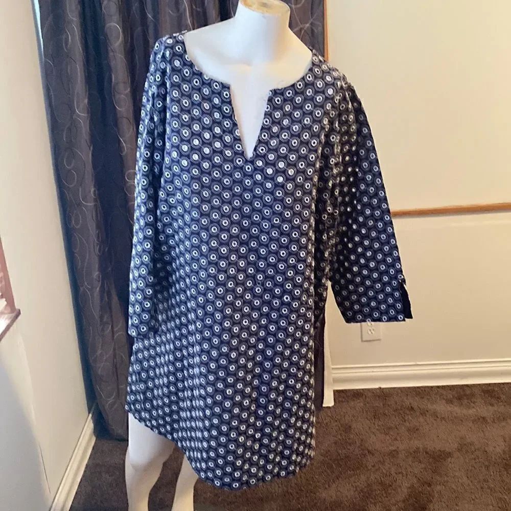Talbots Blue/White Eyelet Cotton swimwear Coverup, size XL